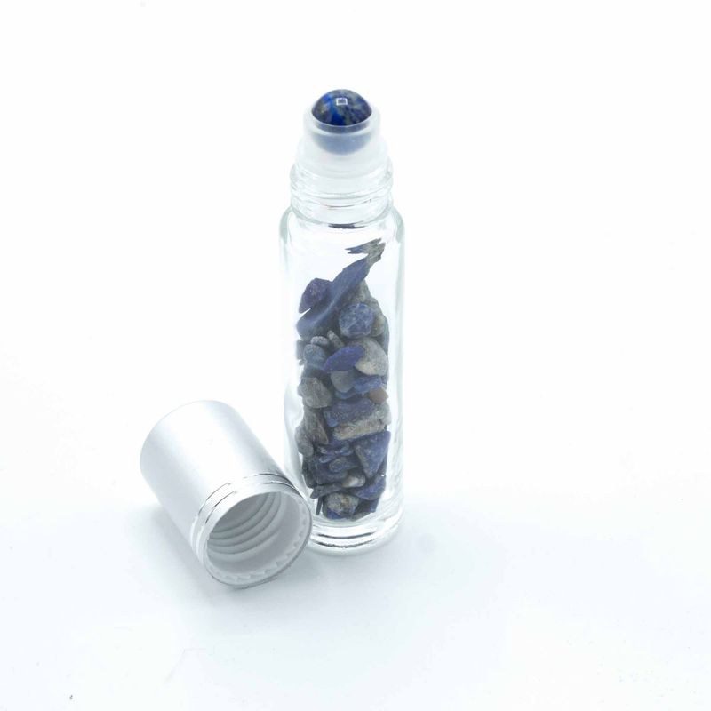 Edelstein-Rollerflasche für ätherische Öle – Sodalith – Silber Kappe