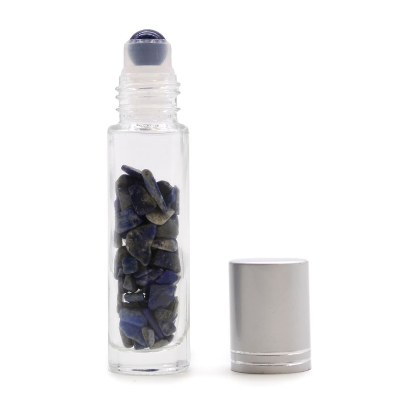Edelstein-Rollerflasche für ätherische Öle – Sodalith – Silber Kappe