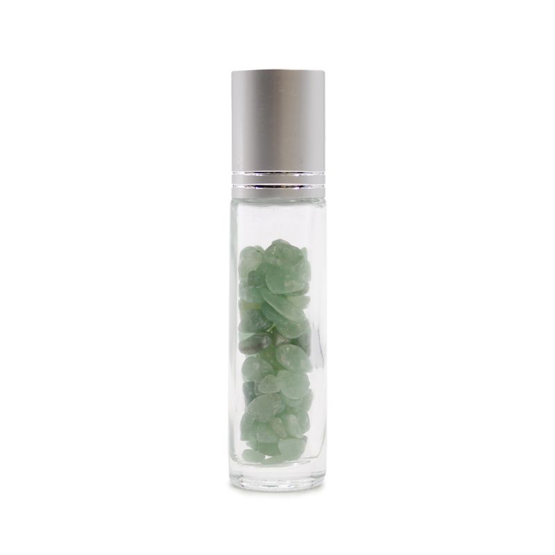 Edelstein-Rollerflasche für ätherische Öle – Aventurin – Silber Kappe