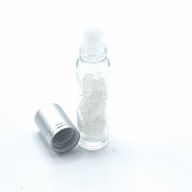Edelstein-Rollerflasche für ätherische Öle – Bergquarz – Silber Kappe