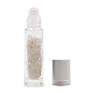 Edelstein-Rollerflasche für ätherische Öle – Bergquarz – Silber Kappe