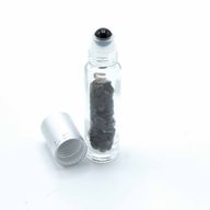 Edelstein-Rollerflasche für ätherische Öle – schwarzer Turmalin – Silber Kappe