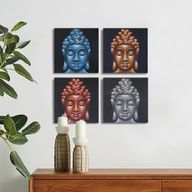 Set mit 4 Buddha-Köpfen Sanddetail 30x30cm
