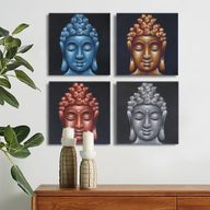 Set mit 4 Buddha-Köpfen Sanddetail 40x40cm