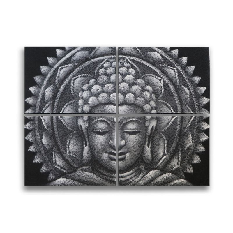 Graues Buddha-Mandala-Brokatdetail 30 x 40 cm x 4