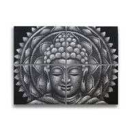Graues Buddha-Mandala-Brokatdetail 30 x 40 cm x 4