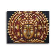 Goldenes Buddha-Mandala-Brokatdetail 30 x 40 cm x 4