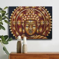 Goldenes Buddha-Mandala-Brokatdetail 30 x 40 cm x 4