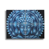 Blaues Buddha-Mandala-Brokatdetail 30 x 40 cm x 4