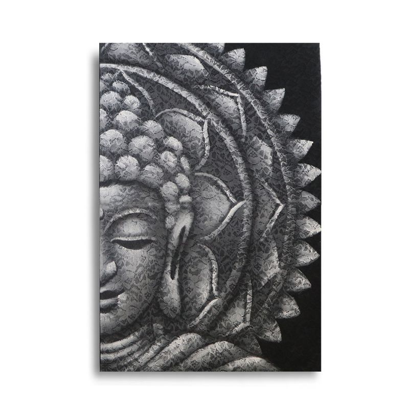 Graues halbes Buddha-Mandala 60x80cm