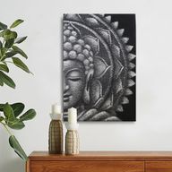 Graues halbes Buddha-Mandala 60x80cm