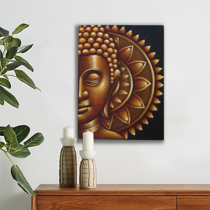 Goldenes halbes Buddha-Mandala 60x80cm
