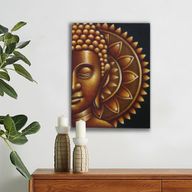 Goldenes halbes Buddha-Mandala 60x80cm