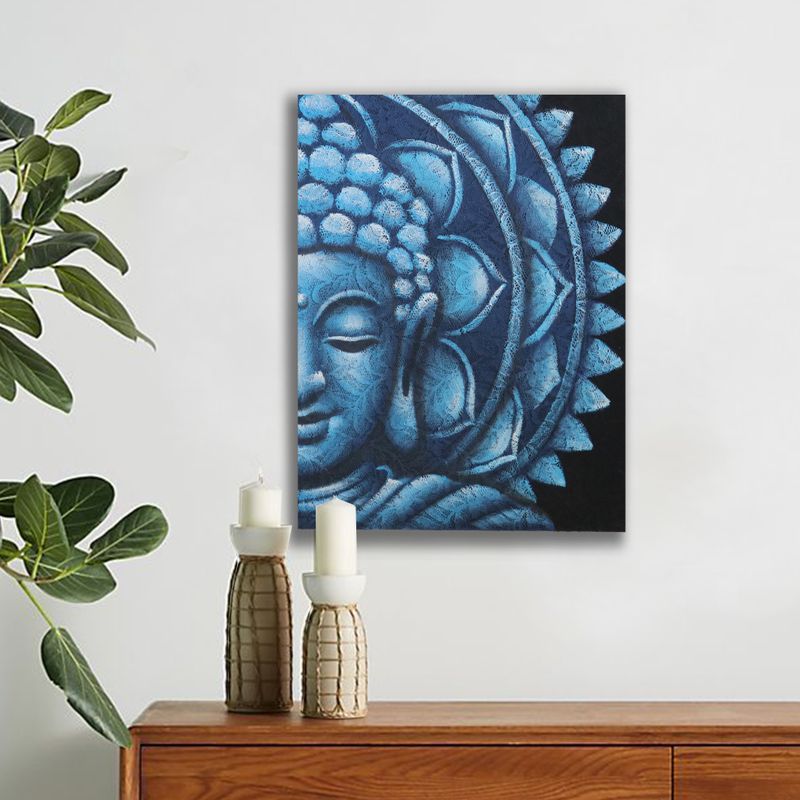 Blaues halbes Buddha-Mandala 60x80cm
