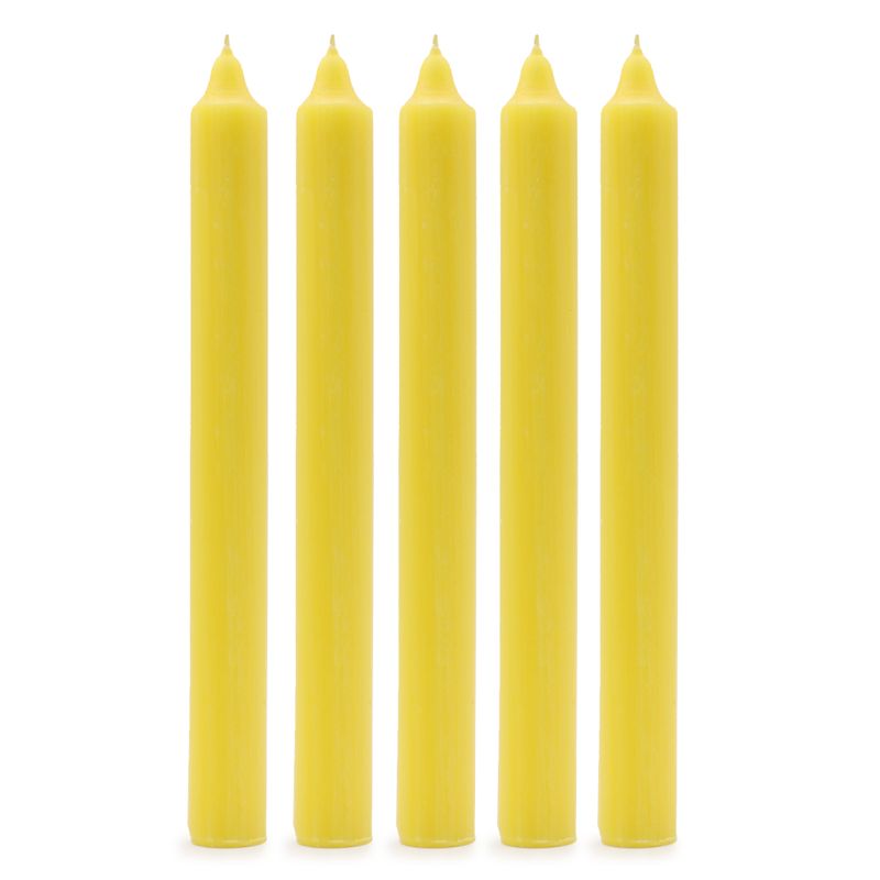 Einfarbiges Tafelkerzen-Set – 21 Stück – Rustikale Zitrone