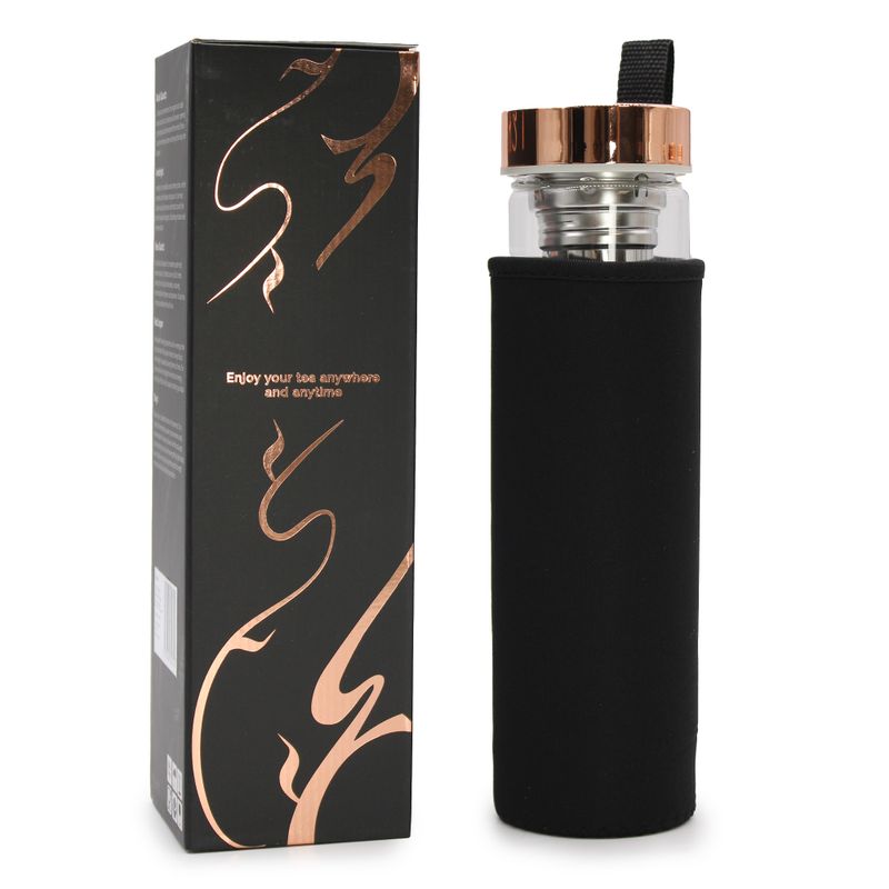 Kristallglas-Tee-Ei-Flasche – Roségold – Roter Jaspis
