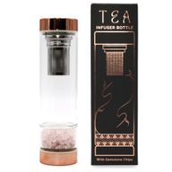 Kristallglas-Tee-Ei-Flasche - Roségold - Rosenquarz
