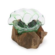 Recycelte Bierflaschen – große schicke süße Schüssel auf Holz