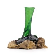 Recycelte Bierflaschen - Blumenvase auf Holz