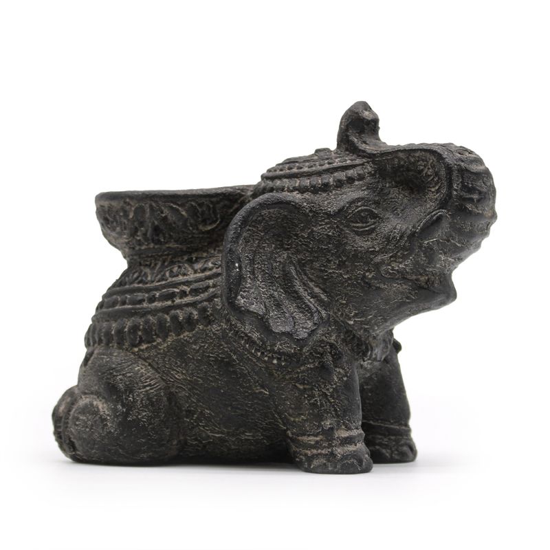 Elephant Räucherstäbchen- und Kerzenhalter (schwarz antik)