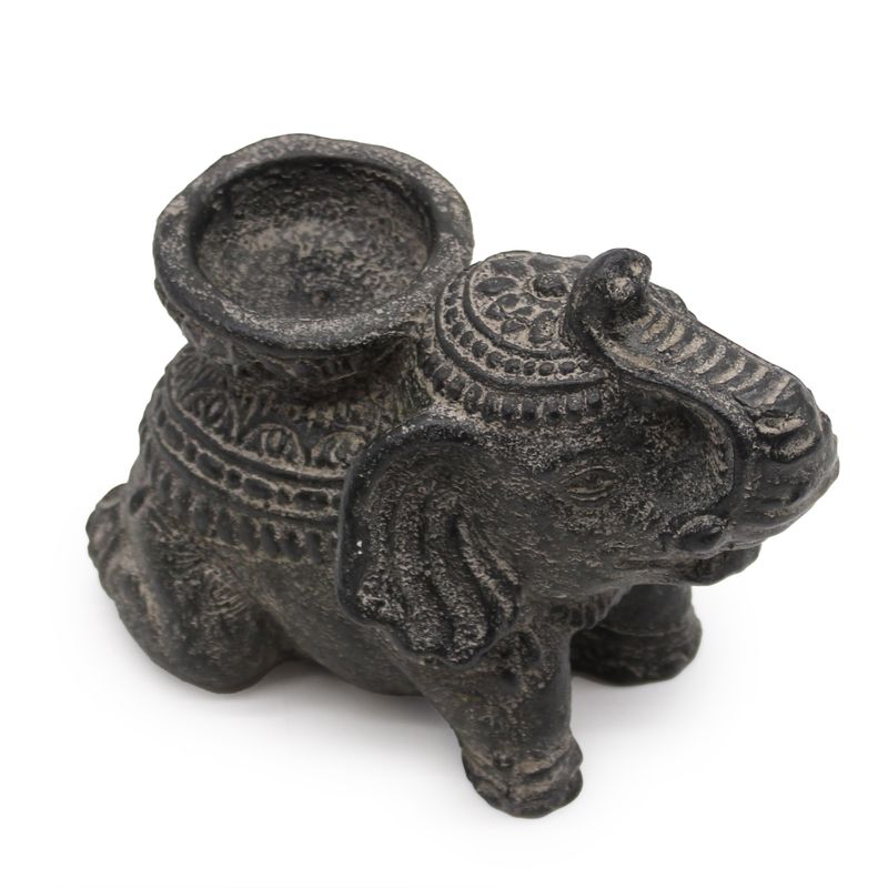Elephant Räucherstäbchen- und Kerzenhalter (schwarz antik)