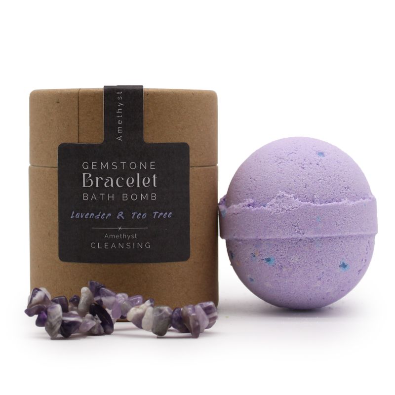 Badebombe mit Amethyst-Edelstein-Armband