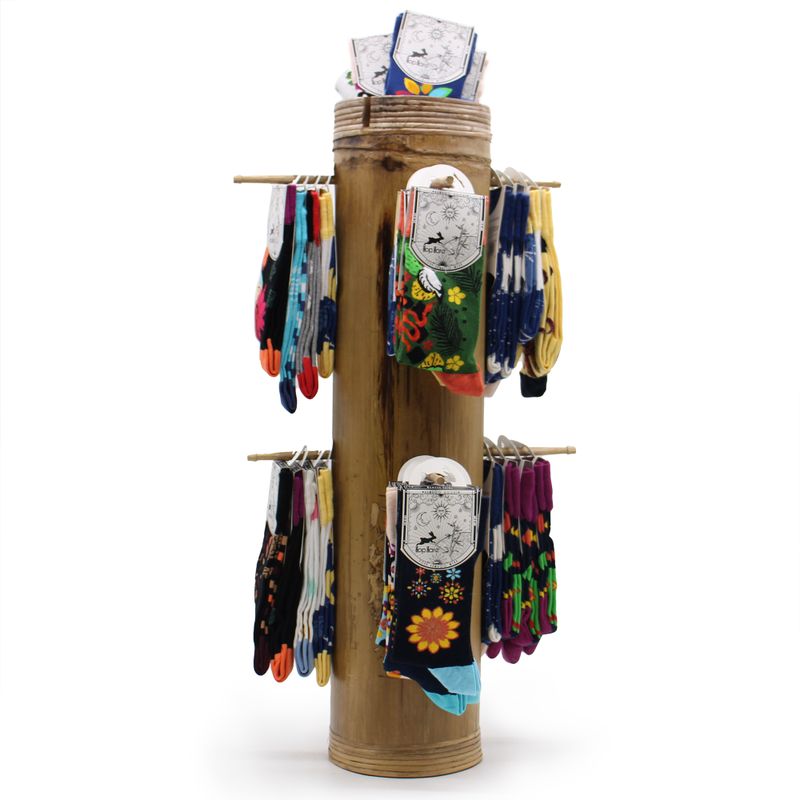 Bambus-Displayrohrständer mit 8 Stiften – 68 x 15 cm