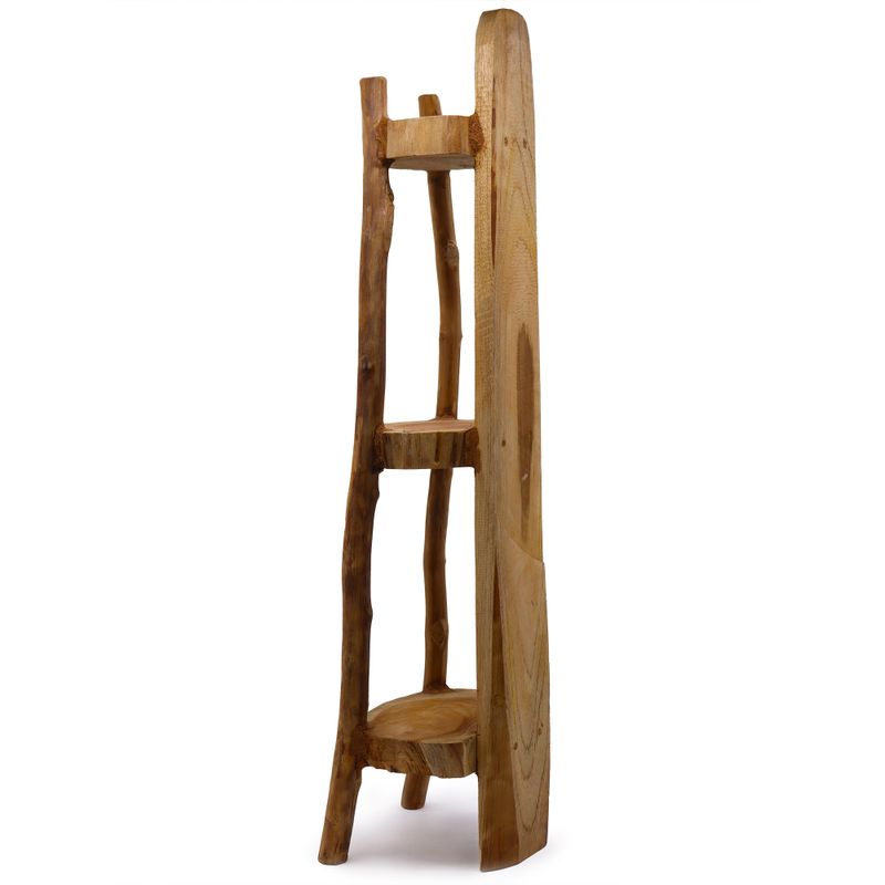 Eckregal aus natürlichem Teakholz, 3 Regale – 90 cm hoch