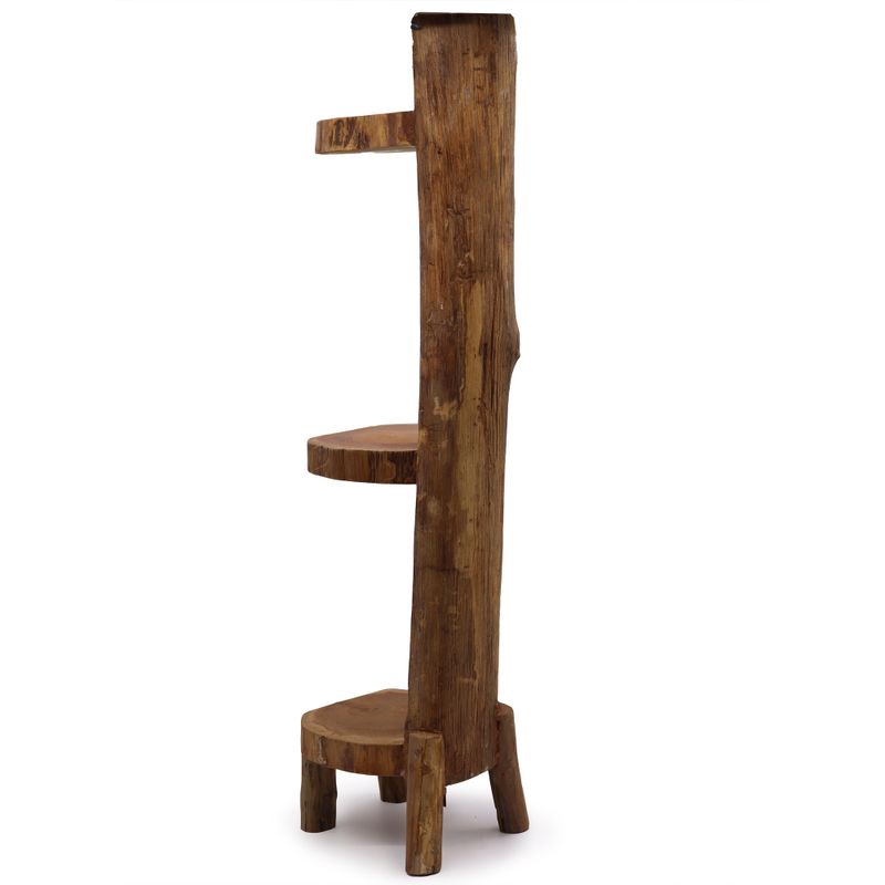 Natürliches Teakholz-Regal mit 3 Regalen, 100 cm hoch