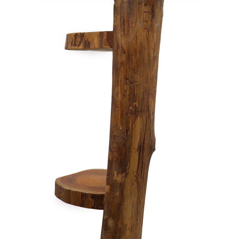 Natürliches Teakholz-Regal mit 3 Regalen, 100 cm hoch