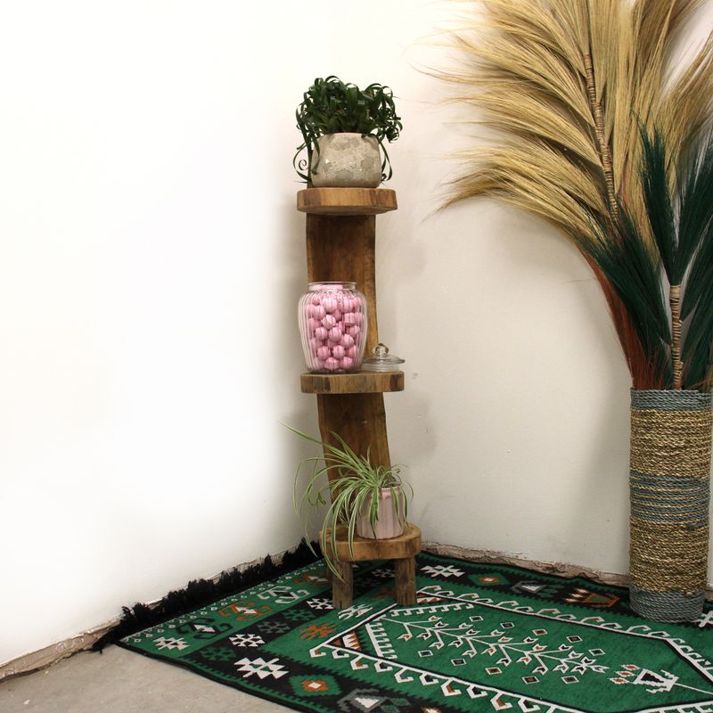 Natürliches Teakholz-Regal mit 3 Regalen, 100 cm hoch