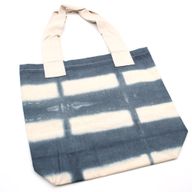 Natürliche Batik-Baumwolltasche (8 oz) - 38x42x12cm - Graue Blöcke - Natürlicher Griff
