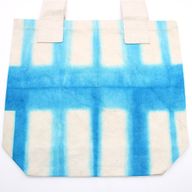 Natürliche Batik-Baumwolltasche (8oz) - 38x42x12cm - Himmelblaue Blöcke – Natürlicher Griff