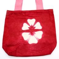 Natürliche Batik-Baumwolltasche  (8oz) - 38x42x12cm - Kastanienbraune Blume - Rosa Griff