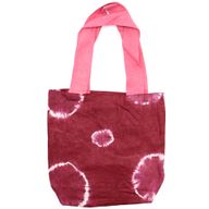 Natürliche Batik-Baumwolltasche (8oz) - 38x42x12cm - Kastanienbraune Ringe - Rosa Griff