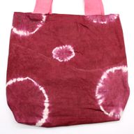 Natürliche Batik-Baumwolltasche (8oz) - 38x42x12cm - Kastanienbraune Ringe - Rosa Griff