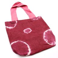 Natürliche Batik-Baumwolltasche (8oz) - 38x42x12cm - Kastanienbraune Ringe - Rosa Griff