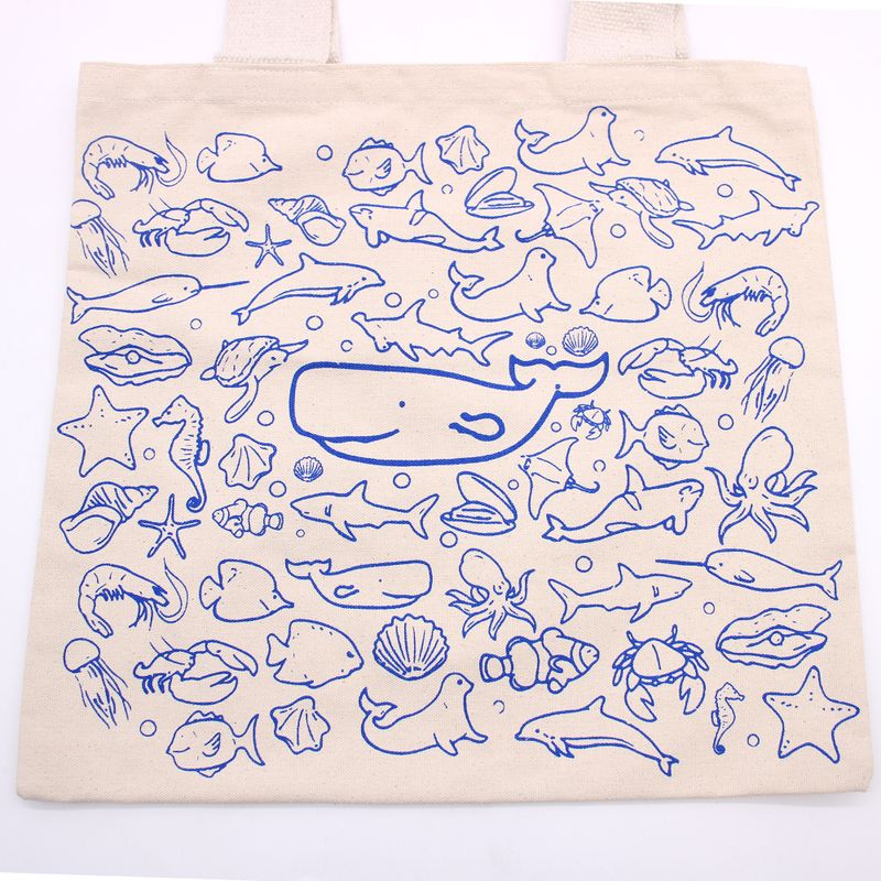 Große Baumwoll-Einkaufstasche – 38 x 42 cm – Sea Life – 10 oz