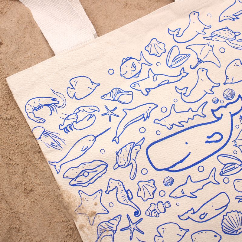Große Baumwoll-Einkaufstasche – 38 x 42 cm – Sea Life – 10 oz