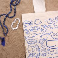 Große Baumwoll-Einkaufstasche – 38 x 42 cm – Sea Life – 10 oz