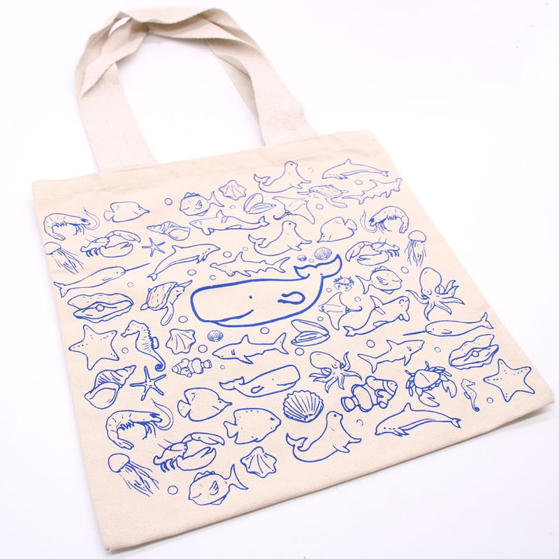 Große Baumwoll-Einkaufstasche – 38 x 42 cm – Sea Life – 10 oz