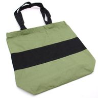 Zweifarbige Baumwolltasche - 38x42x12cm - Grün & Schwarz - 10oz