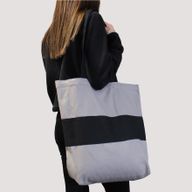 Zweifarbige Baumwolltasche - 38x42x12cm - Grün & Schwarz - 10oz