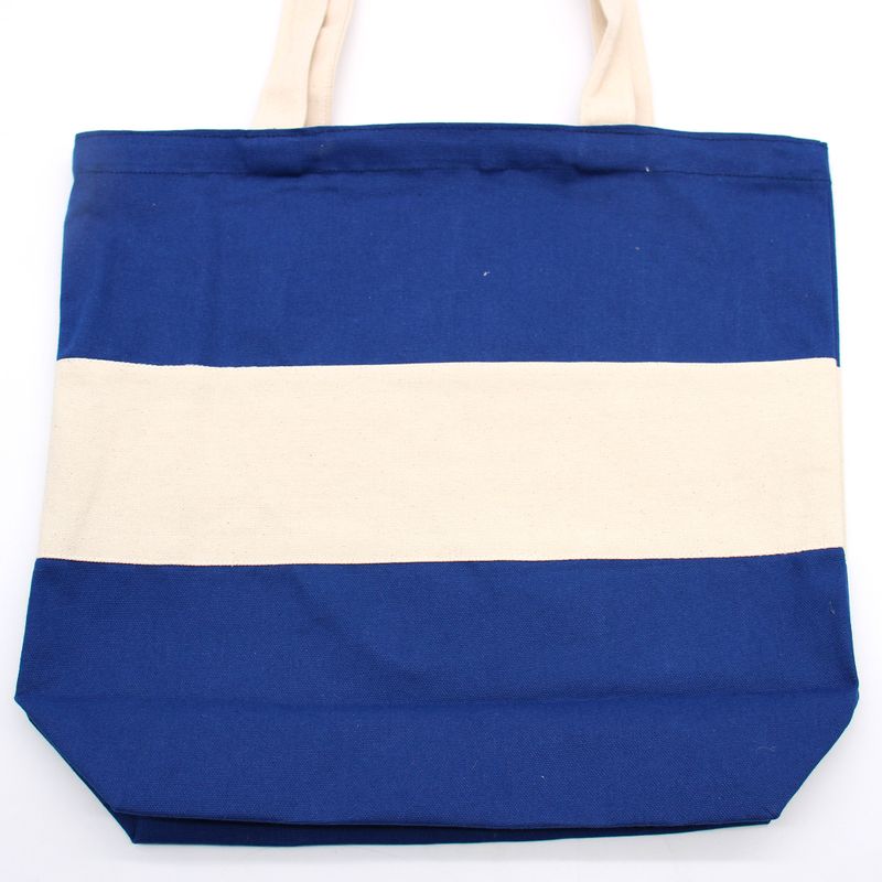 Zweifarbige Baumwolltasche - 38x42x12cm - Blau & Natur - 10oz