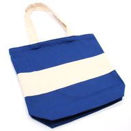 Zweifarbige Baumwolltasche - 38x42x12cm - Blau & Natur - 10oz