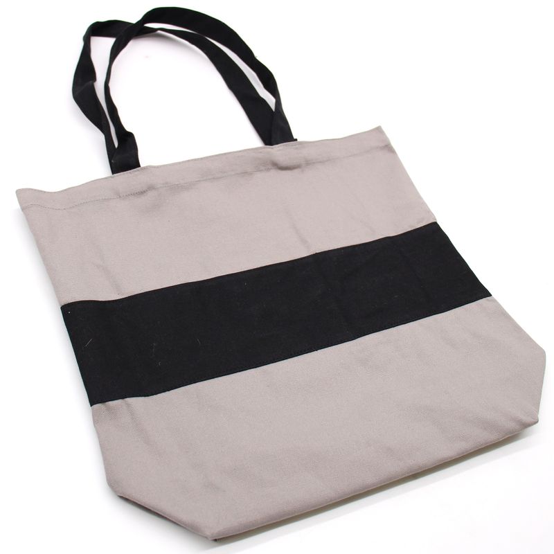 Zweifarbige Baumwolltasche – 38 x 42 x 12 cm – Grau und Schwarz – 10 oz