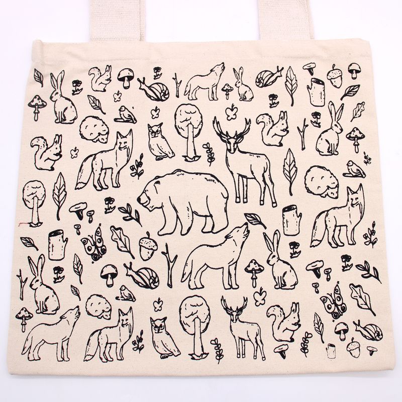 Große Baumwoll-Einkaufstasche – 38 x 42 cm – Forest Life – 10 oz