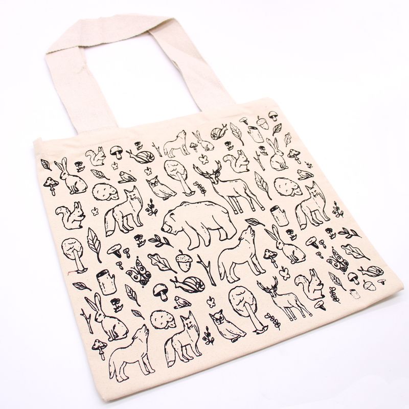 Große Baumwoll-Einkaufstasche – 38 x 42 cm – Forest Life – 10 oz