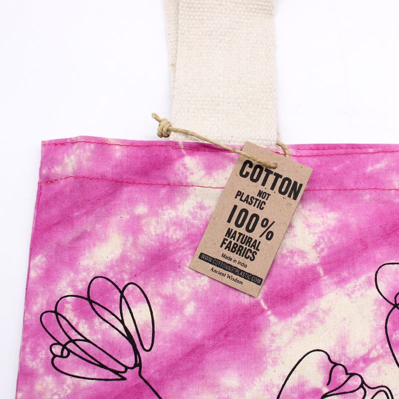 Batik-Baumwollbeutel (6 Unzen) – 38 x 42 x 12 cm – Lotus Buddha – mehrfarbig – natürlicher Griff