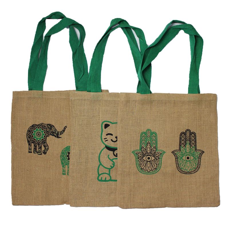Große Jute-Einkaufstasche – 2 verschiedene Designs